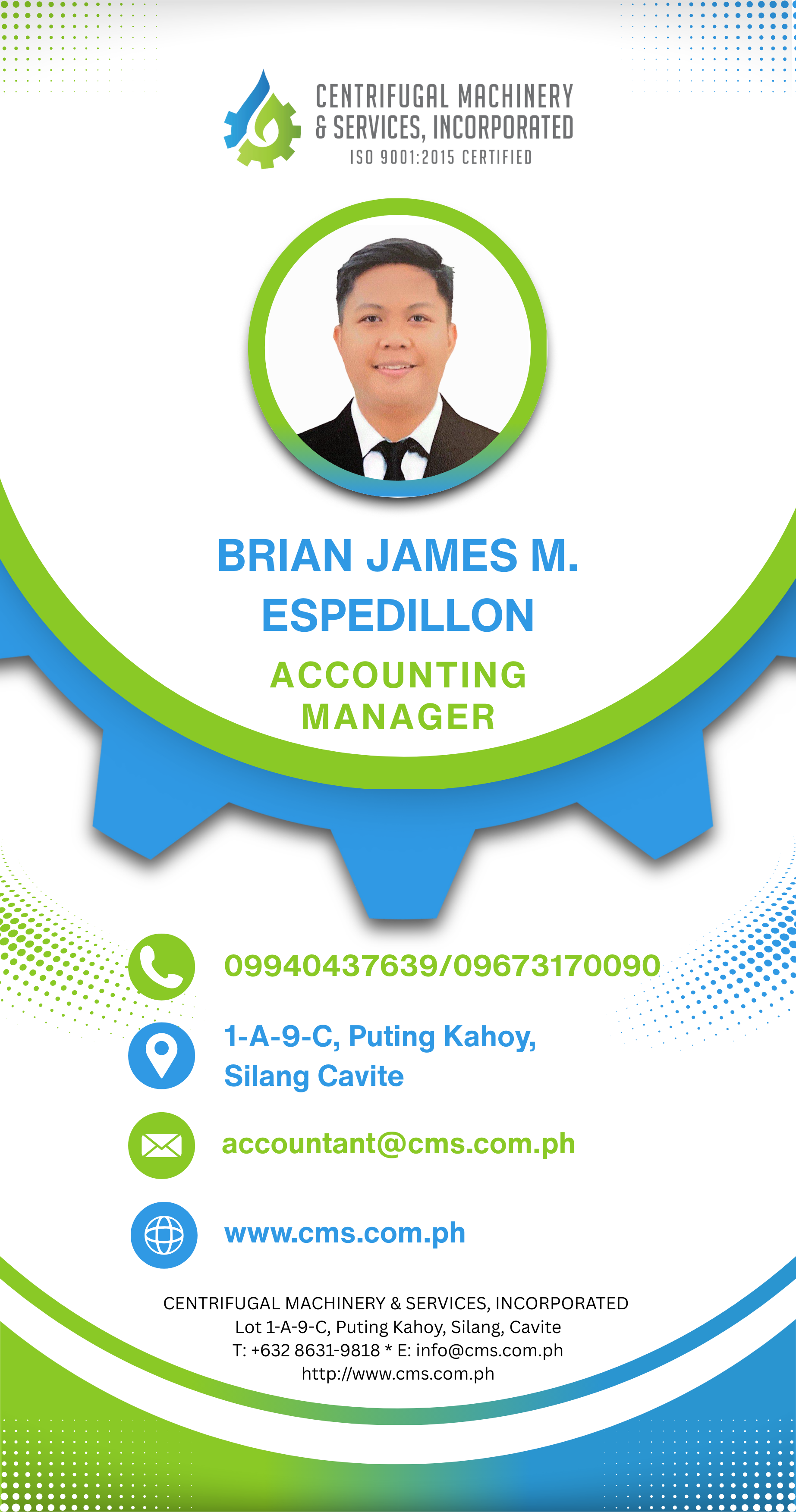 BRIAN JAMES M. ESPEDILLON - Accounting Manager, Centrifugal Machinery & Services, Inc.